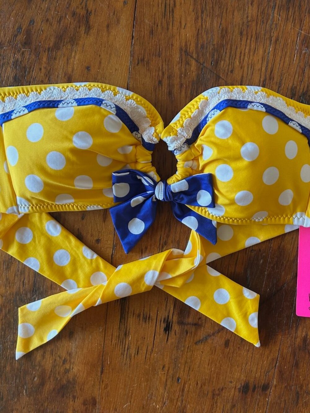 Vintage Betsey Johnson Yellow Polka Dot Bikini Set - Picture 2 of 7